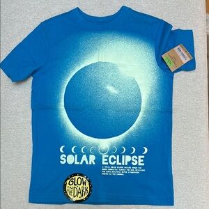 Lands' End Blue Short Sleeve Tee with Solar Eclipse Graphic